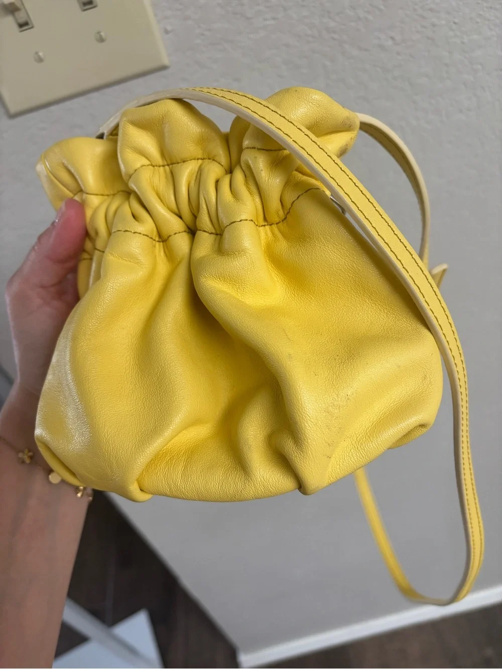 Staud / mini Grace leather crossbody bag in yellow